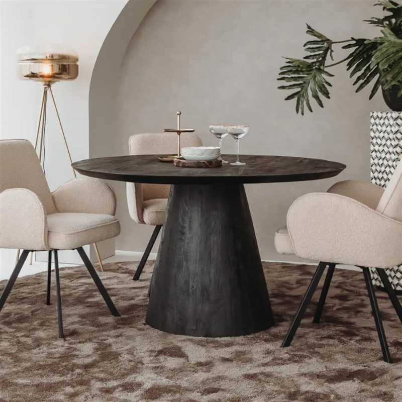 Premana Eetkamertafel zwart rond 150 cm Meest Verkocht